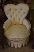 20TH CENTURY BUTTON BACK SMALL ARMCHAIR OR BEDROOM CHAIR