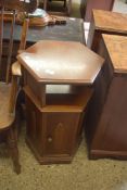 MODERN DARK WOOD HEXAGONAL BEDSIDE CABINET WITH SINGLE DOOR