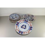 QTY OF NEWSTONE AND IRONSTONE 19TH CENTURY FLORAL DECORATED DINNER WARES