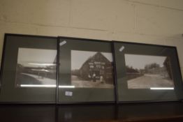 GROUP OF THREE BLACK AND WHITE PHOTOGRAPHS OF VIEWS OF SOUTH CREAKE, FRAMED AND GLAZED, 54CM WIDE