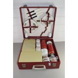 VINTAGE BREXTON TRAVELLING PICNIC SET IN RED CASE