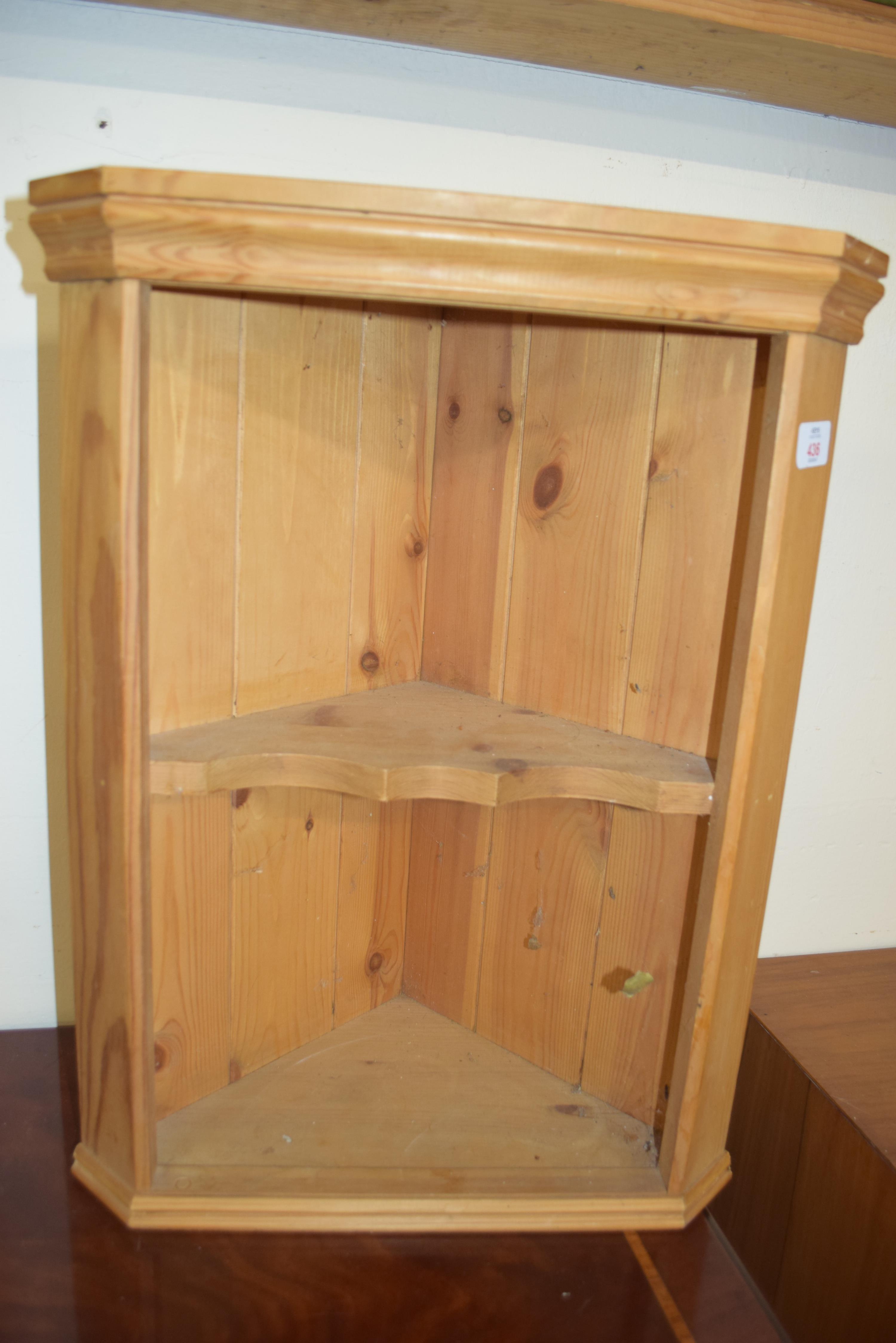 SMALL PINE WALL MOUNTED CORNER CABINET, 53CM HIGH