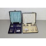 CASE OF SILVER PLATED CAKE FORKS AND SILVER PLATED TEA SPOONS