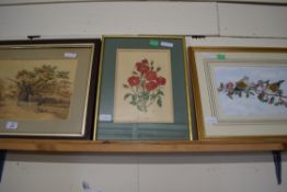 19TH CENTURY BRITISH SCHOOL, STUDY OF COUNTRY LANE WITH OAK TREE, WATERCOLOUR, UNSIGNED, FRAMED