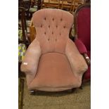 LATE VICTORIAN BUTTON BACK ARMCHAIR