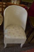 LLOYD LOOM TYPE WHITE PAINTED CHAIR