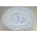 LATE 19TH CENTURY OVAL MEAT PLATE DECORATED WITH AN ORIENTAL SCENE