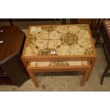 TWO RETRO TILE TOP OCCASIONAL TABLES, LARGEST 65CM WIDE