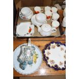 MIXED LOT: WEDGWOOD CORN POPPY PATTERN COFFEE CUPS AND SAUCERS, TOGETHER WITH PAIR OF ROYAL