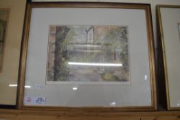 JEAN GOODWIN, "A QUIET CORNER IN ASHFORD", COLOURED PRINT, FRAMED AND GLAZED, 48CM WIDE