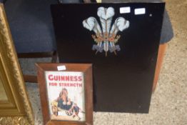 REPRODUCTION GUINNESS ADVERTISING PICTURE AND A FURTHER WALL PLAQUE DECORATED WITH PRINCE OF WALES
