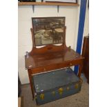 EDWARDIAN MAHOGANY DRESSING TABLE WITH MIRRORED BACK AND TWO DRAWERS, 106CM WIDE