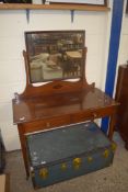 EDWARDIAN MAHOGANY DRESSING TABLE WITH MIRRORED BACK AND TWO DRAWERS, 106CM WIDE