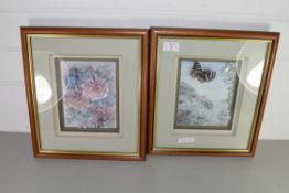 TWO MODERN 3D PICTURES - BUTTERFLY AND FLORAL SUBJECT, FRAMED AND GLAZED