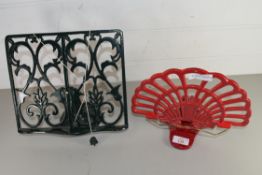 TWO CAST METAL BOOK STANDS