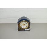 EARLY 20TH CENTURY MANTEL CLOCK FITTED WITH FRENCH 8-DAY MOVEMENT AND SET IN A BLUE JAPANNED