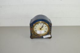 EARLY 20TH CENTURY MANTEL CLOCK FITTED WITH FRENCH 8-DAY MOVEMENT AND SET IN A BLUE JAPANNED