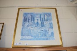 AFTER KLIMT, LAKE GARDA, COLOURED PRINT, FRAMED AND GLAZED, 59CM WIDE