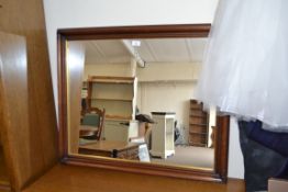 MODERN WOOD FRAMED WALL MIRROR, 86CM WIDE