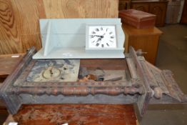 LATE 19TH CENTURY WALL CLOCK (FOR RESTORATION) TOGETHER WITH A MODERN QUARTZ MOVEMENT WALL CLOCK (