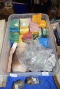 BOX OF MIXED ITEMS INCLUDING A MURANO GLASS FISH, BOXED RANBOW CRYSTALS, MIXED VASES ETC