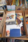 BOX OF MIXED BOOKS AND MAGAZINES, INDIANA JONES, WILD WEST INTEREST ETC