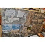 LARGE VINTAGE SCREEN WITH DECOUPAGE FINISH (A/F), 144CM WIDE