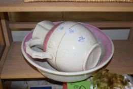 PINK DECORATED WASHBOWL AND JUG