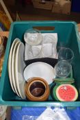 BOX OF MIXED CERAMICS AND GLASS