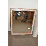 MODERN WALL MIRROR IN FLORAL DECORATED FRAME, 48CM WIDE