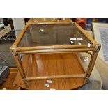 BAMBOO FRAMED GLASS TOP COFFEE TABLE, 50CM WIDE