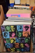BOX OF MIXED BOOKS, MUSIC MASTER RECORD CATALOGUE, FILM GUIDES, FILM ENCYCLOPAEDIA ETC
