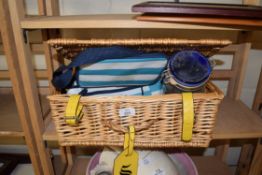 WICKER PICNIC HAMPER AND CONTENTS