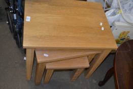 NEST OF THREE OAK TABLES, 55CM WIDE