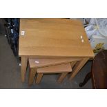 NEST OF THREE OAK TABLES, 55CM WIDE