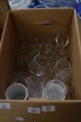 BOX OF DRINKING GLASSES