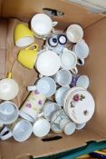 BOX OF CERAMICS, MUGS, TEA WARES ETC