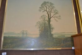 AFTER COULSON, COLOURED PRINT, COUNTRYSIDE SCENE, FRAMED, 93CM WIDE