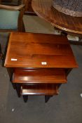 NEST OF THREE HARDWOOD TABLES, LARGEST 60CM WIDE