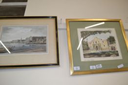 TWO COLOURED PRINTS, THE TEXAS ALAMO AND THE VIEW OF SOMERSET PLACE, THE ADELPHI , BOTH FRAMED AND