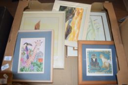 MIXED LOT OF PICTURES TO INCLUDE WATERCOLOUR OF WHERRY