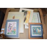 MIXED LOT OF PICTURES TO INCLUDE WATERCOLOUR OF WHERRY