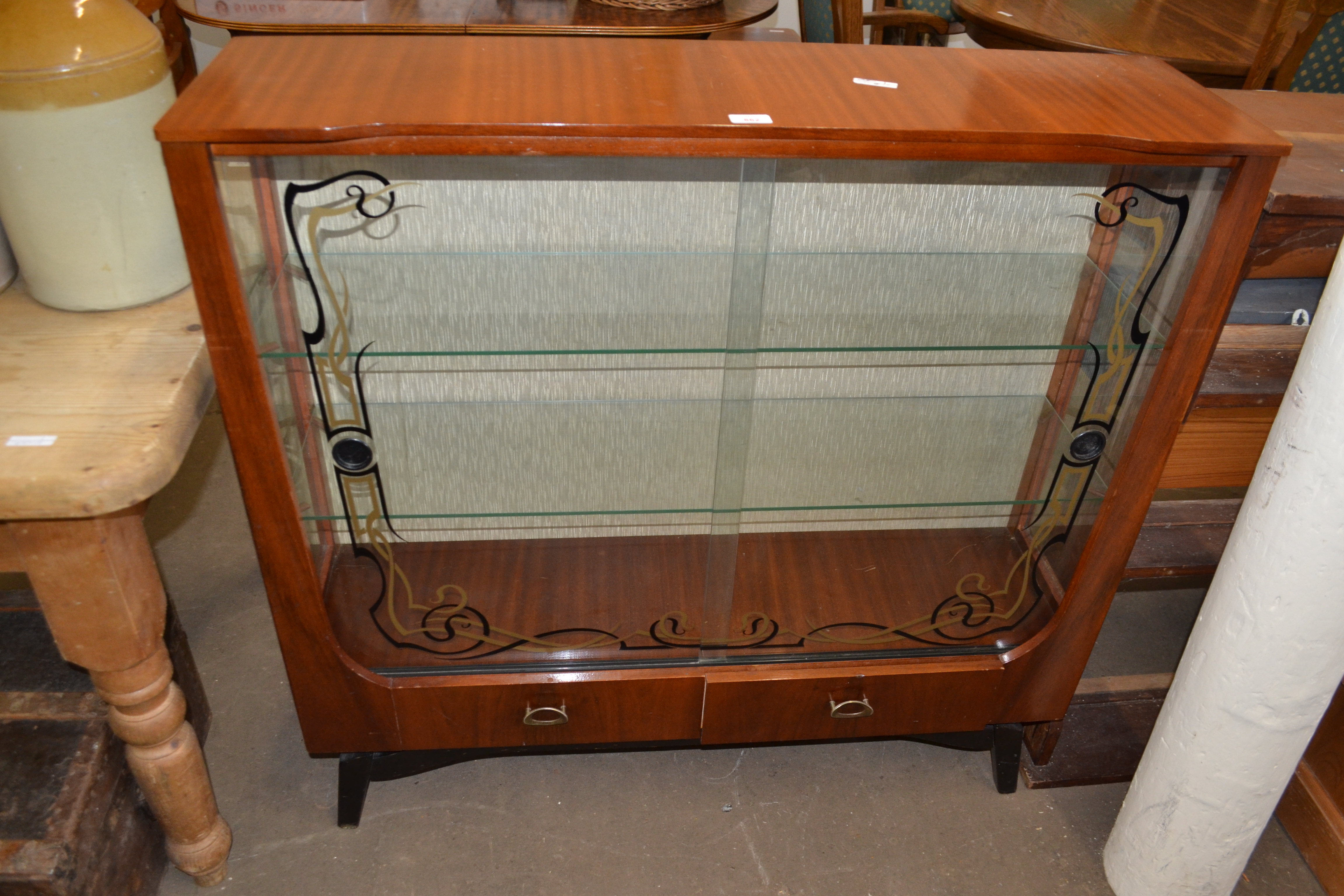 RETRO GLAZED DISPLAY CABINET, 107CM WIDE