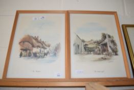 TWO PRINTS, ONE OF A THATCHER, ONE OF A WHEELWRIGHT