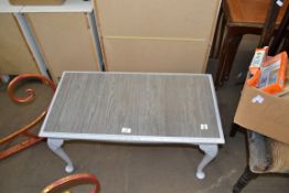 SMALL SHABBY CHIC PAINTED GLASS TOPPED COFFEE TABLE, 79CM WIDE