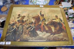 COLOURED PRINT "CHARGE OF THE LIGHT BRIGADE", UNFRAMED