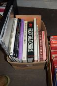 BOX OF MIXED BOOKS, MGM GIRLS, FILM POSTERS OF THE 1950S, THE HISTORY OF MENS MAGAZINES ETC