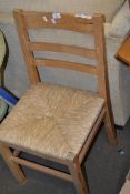 PINE FRAMED RUSH SEATED KITCHEN CHAIR