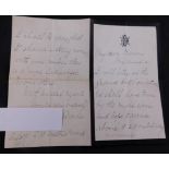 LADY ANNE ISABELLA NOEL BLUNT, 15TH BARONESS WENTWORTH (1837-1917), autograph letter signed dated