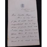 SIR ARTHUR KNYVET WILSON, 3RD BARONET (1842-1921) autograph letter signed circa 1884, 4 pages, HMS